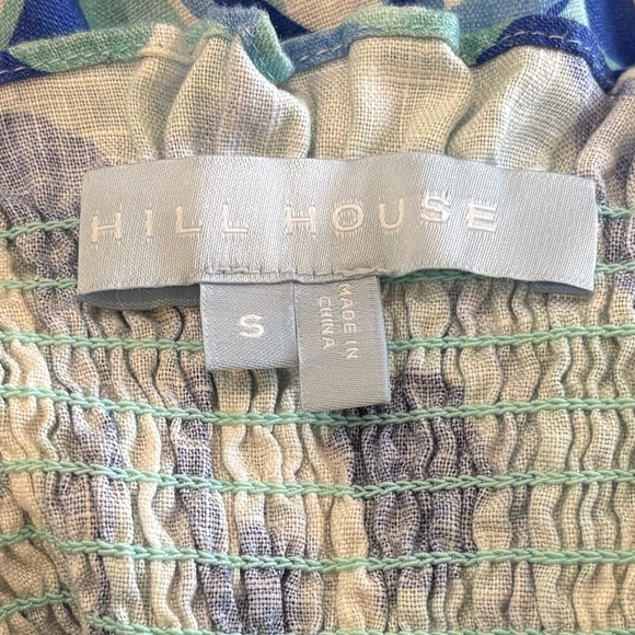 HILL HOUSE SMALL ELIZABETH NAP DRESS LINEN BLUE / WHITE/ TEAL SWIRL PRINT GREAT! - Picture 3 of 3